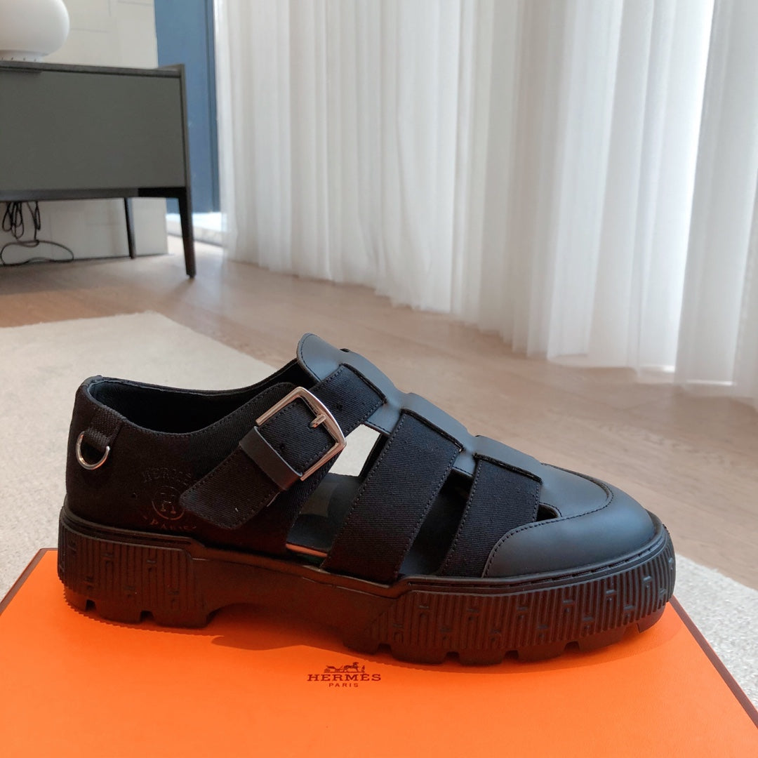 HM ITEM SANDAL SPACE CALFSKIN AND DENIM