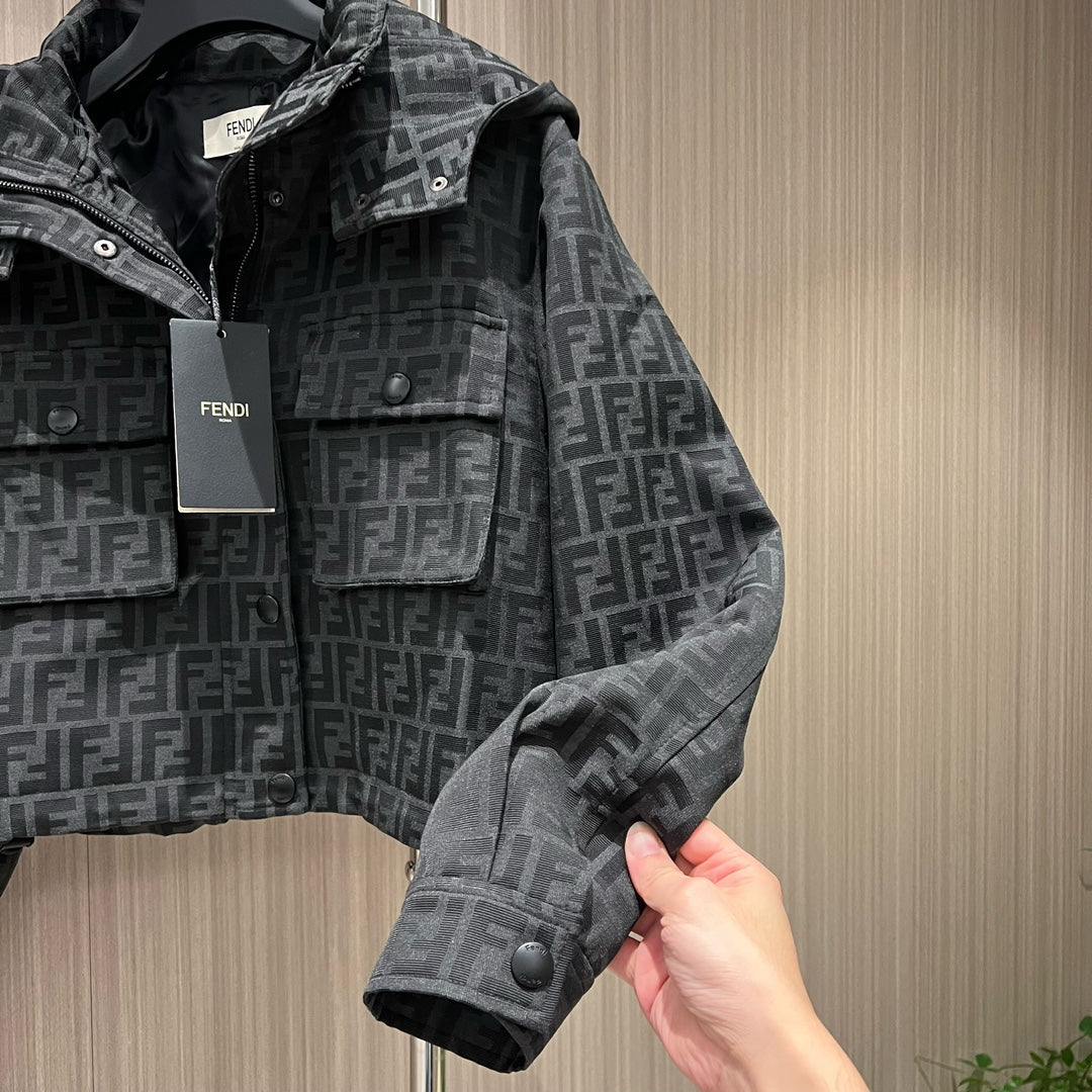 Fendi Short Monogram Jacket Black Polyester