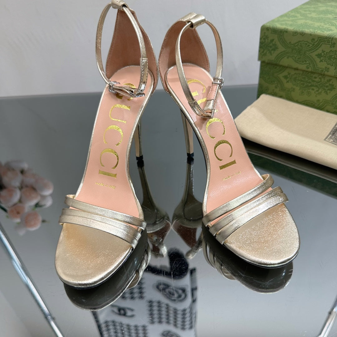 GG 105 HIGH HEEL SANDAL METALLIC GOLD LAMBSKIN