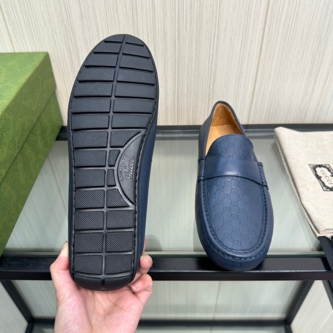 GG Men's Loafer Navy Blue Cowhide 165497
