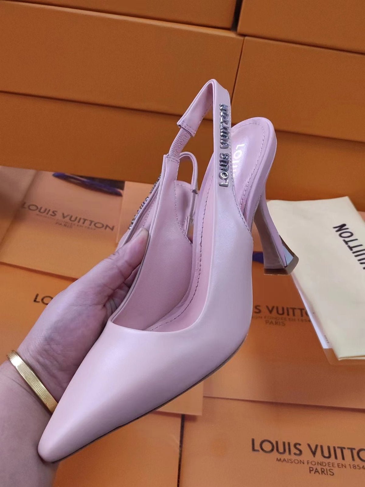 LV Spake Slingback 8.5CM Lilac Purple Calfskin 218277