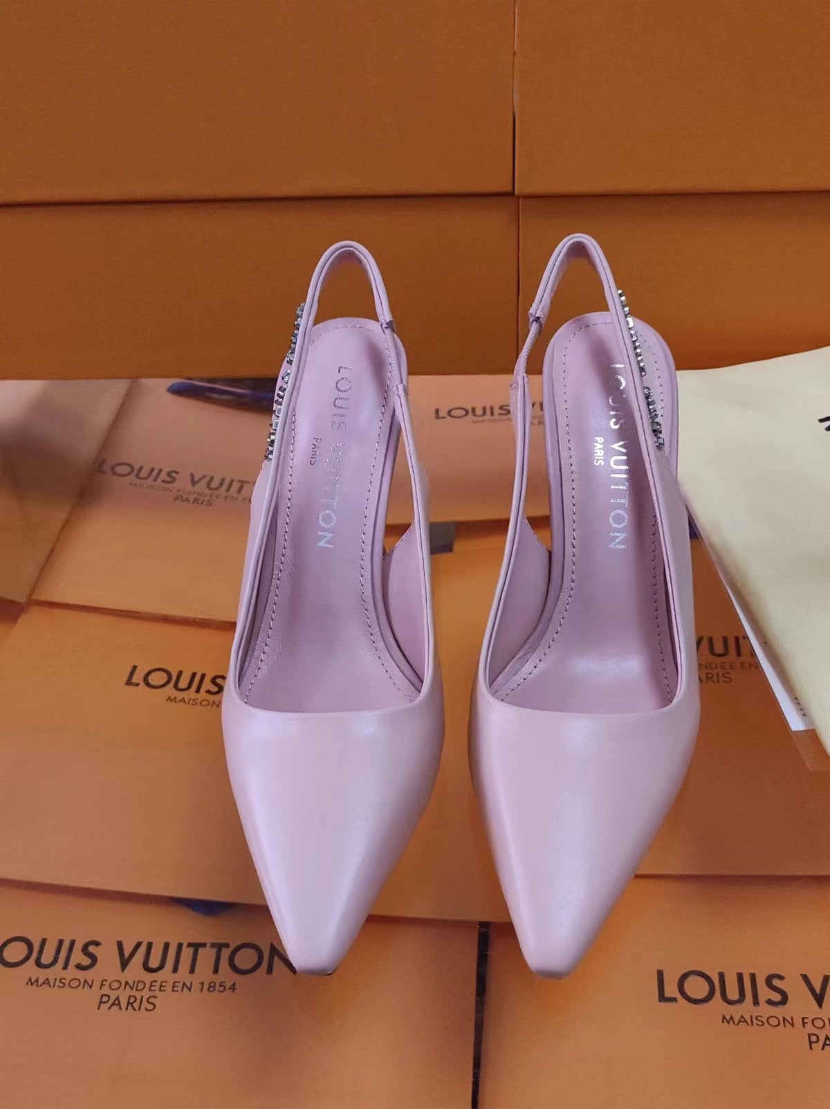 LV Spake Slingback 8.5CM Lilac Purple Calfskin 218277