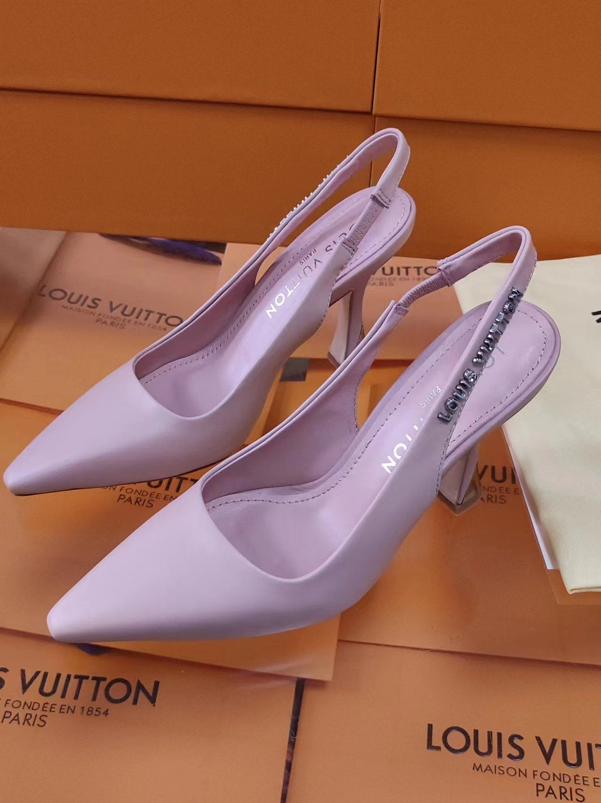 LV Spake Slingback 8.5CM Lilac Purple Calfskin 218277