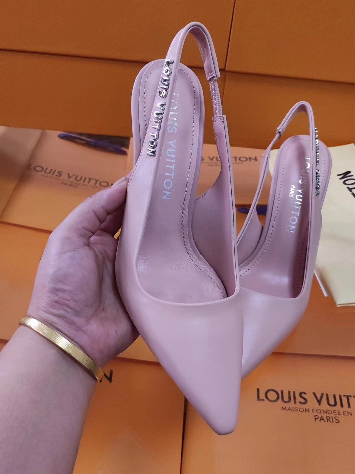 LV Spake Slingback 8.5CM Lilac Purple Calfskin 218277