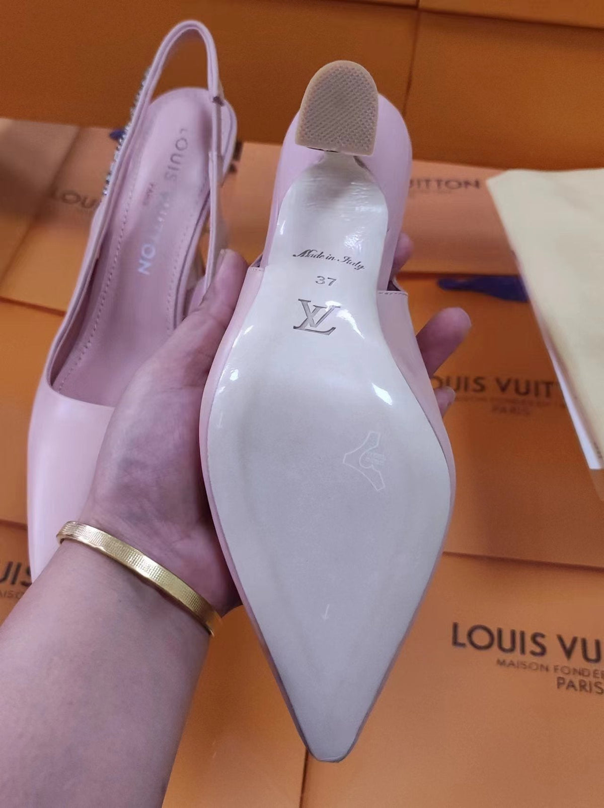 LV Spake Slingback 8.5CM Lilac Purple Calfskin 218277
