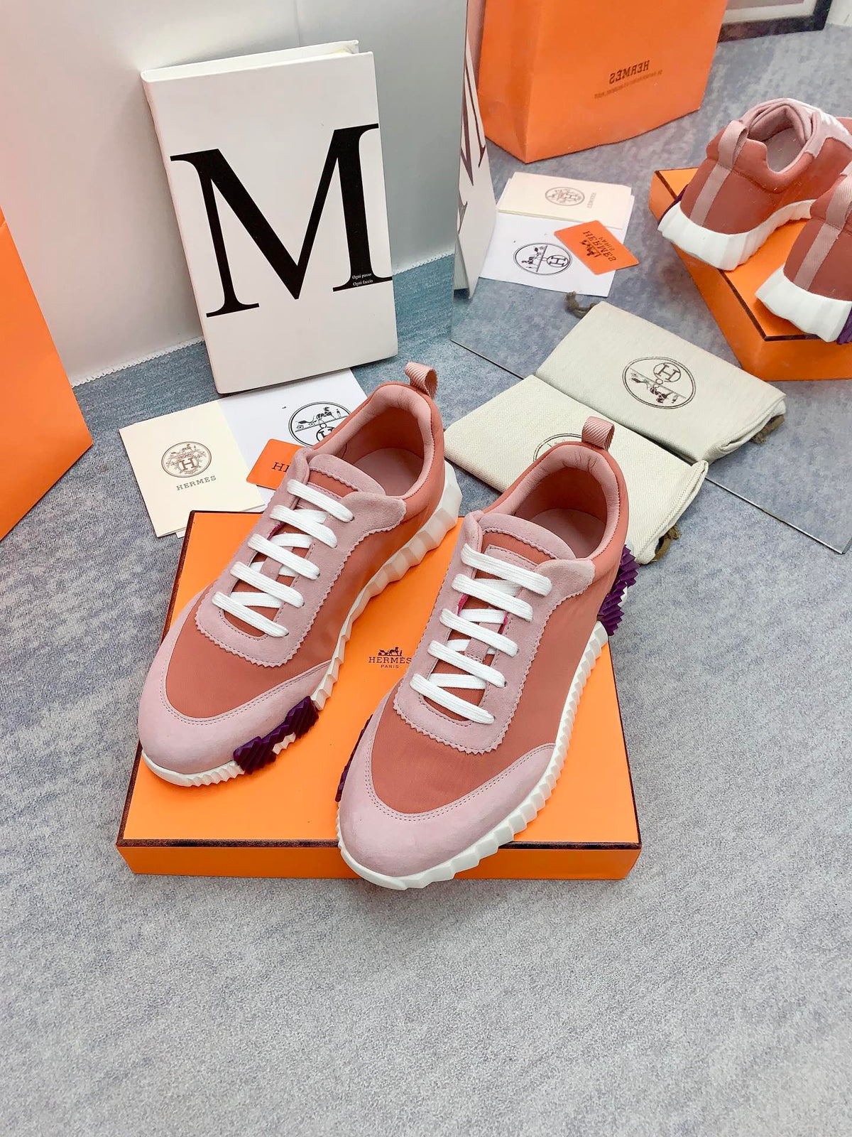 HM Bouncing Sneaker In Coral Pink Fabric 106441