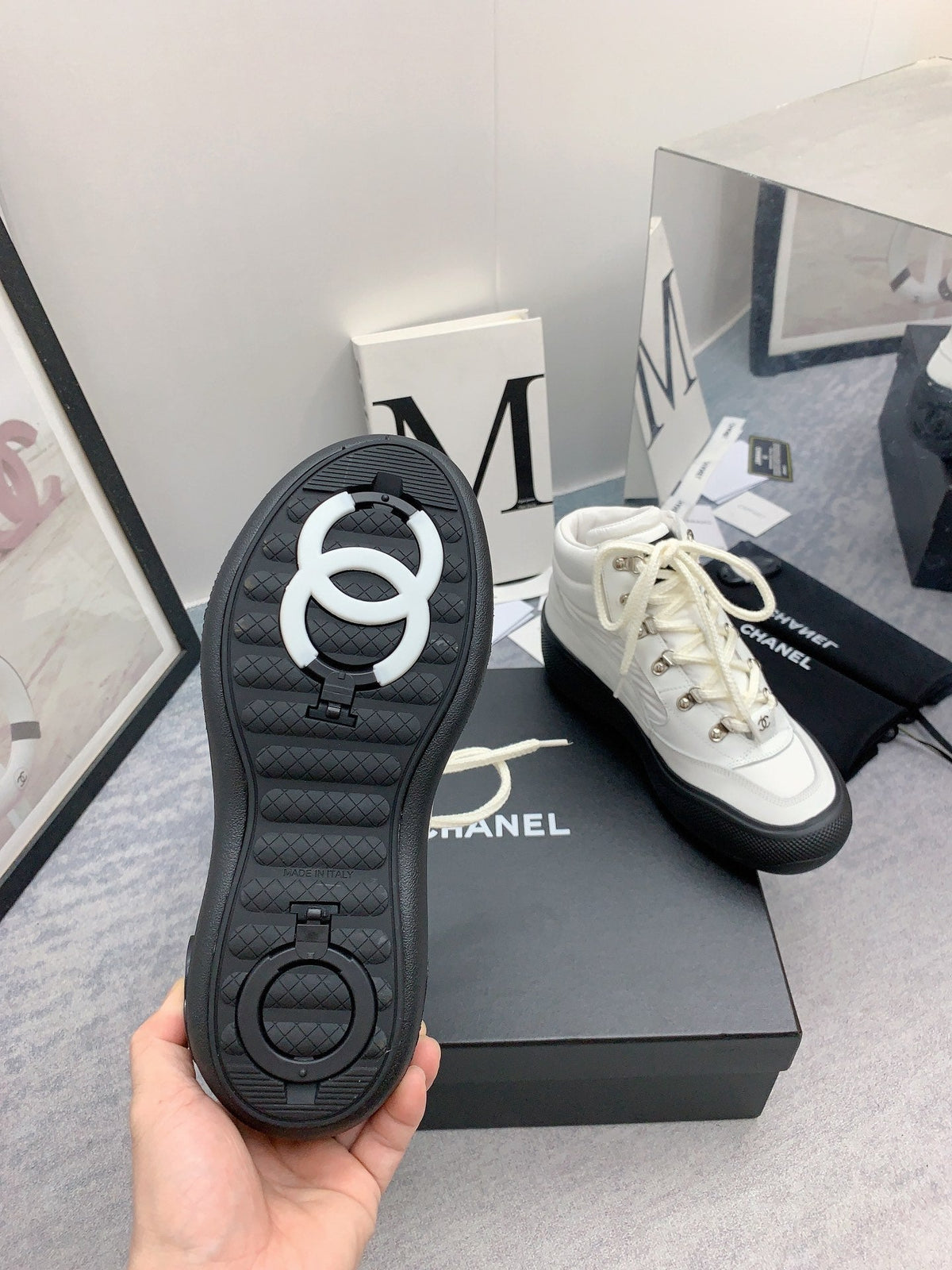 CC Sneaker Boots In White Calfskin 148771