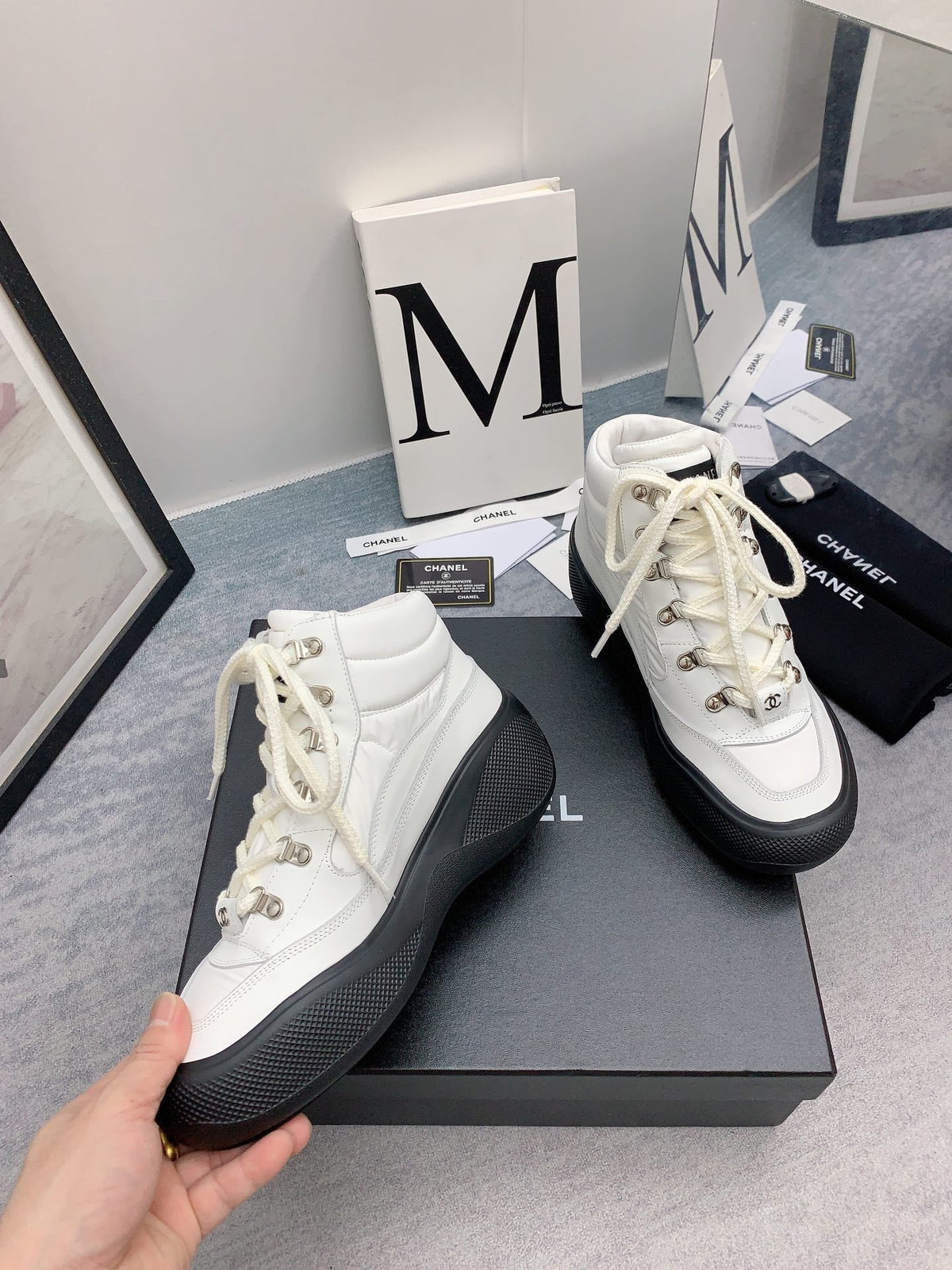 CC Sneaker Boots In White Calfskin 148771