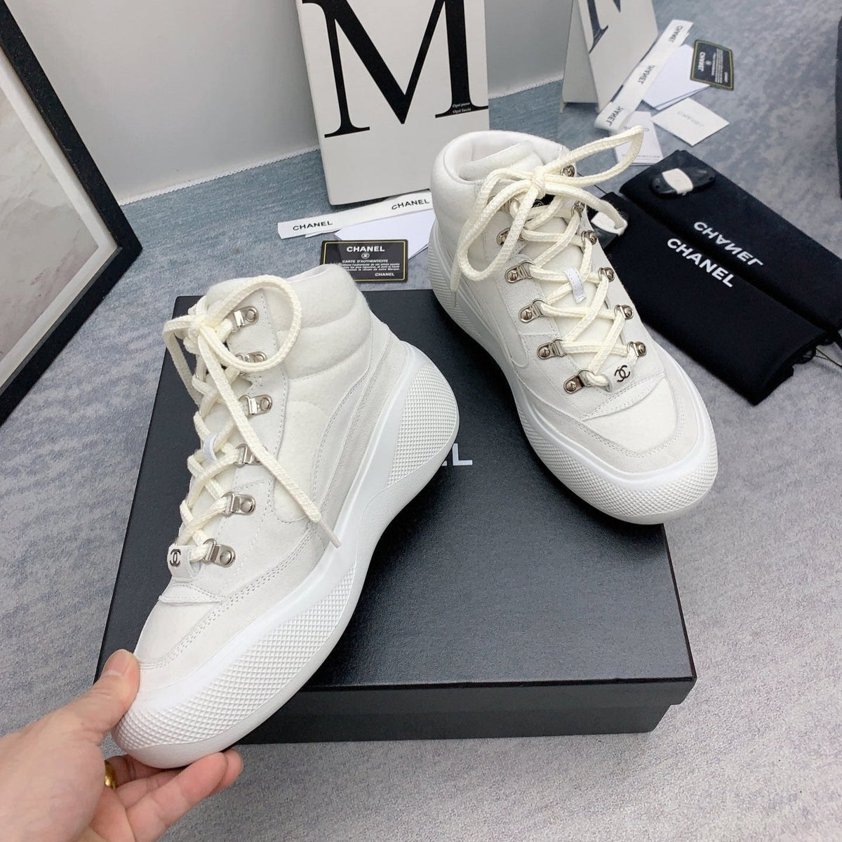 CC Sneaker Boots In White Calfskin  148775