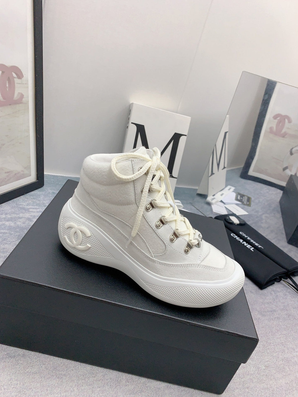 CC Sneaker Boots In White Calfskin  148775