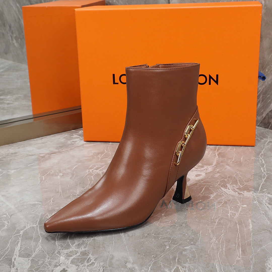 LV Sparkle Ankle Boot 65mm Brown Lambskin