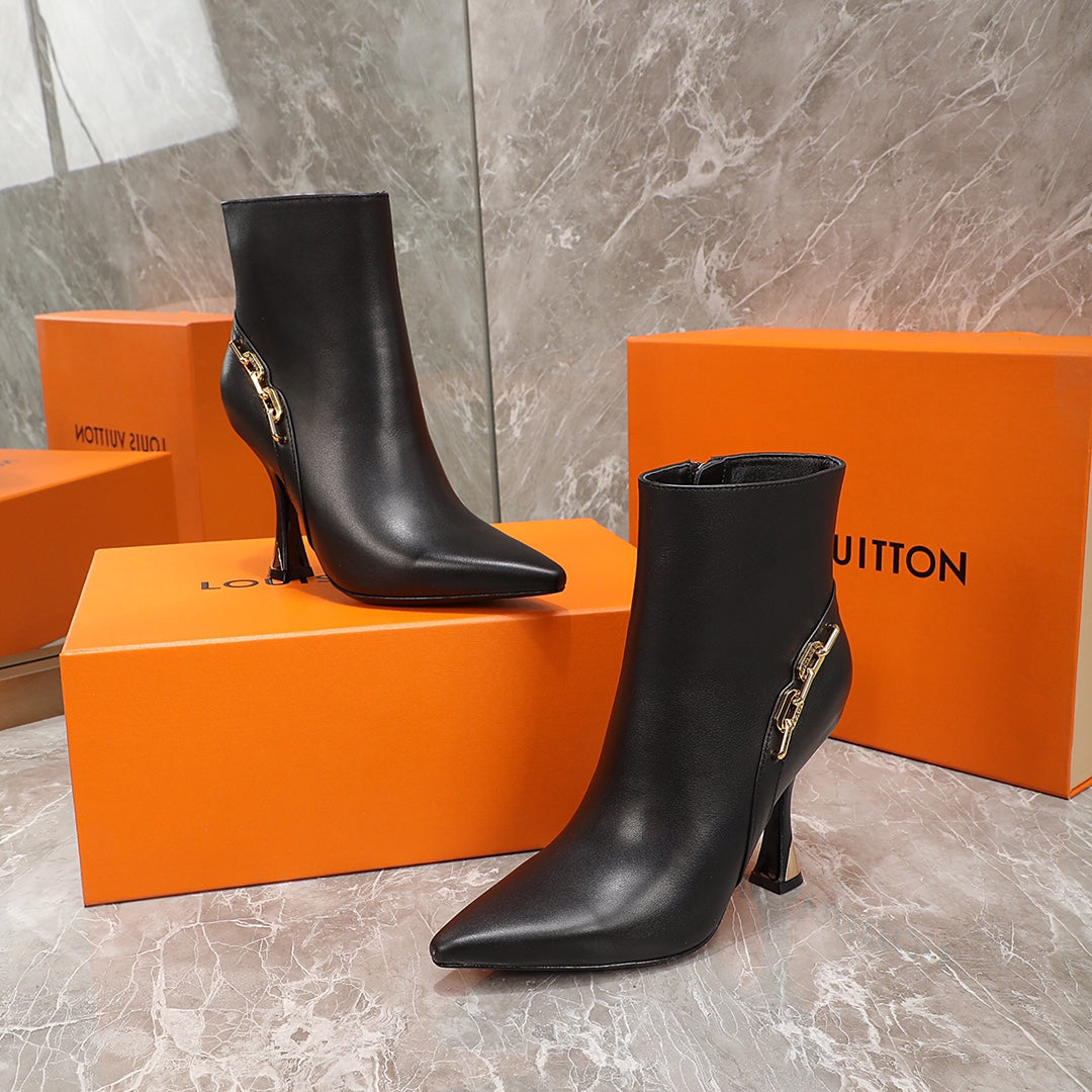 LV Sparkle Ankle Boot 95mm Black Lambskin