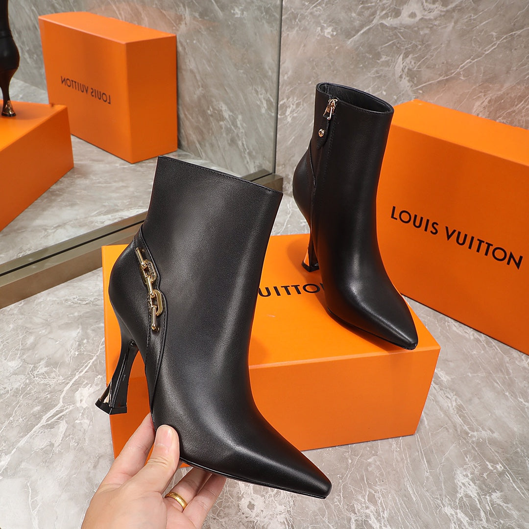 LV Sparkle Ankle Boot 95mm Black Lambskin