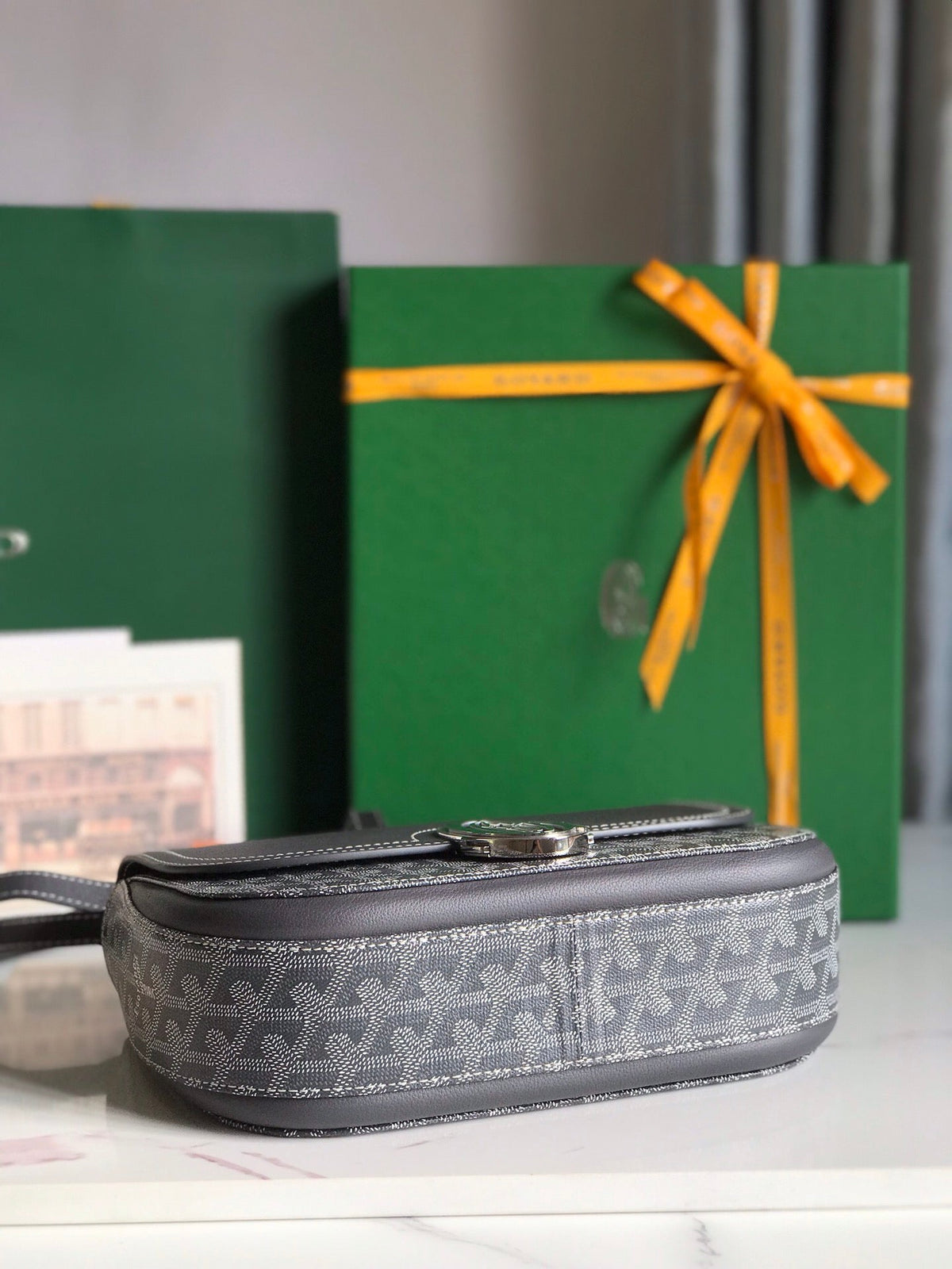 233 BAG 25 IN GRAY CALFSKIN AND GOYARDINE CANVAS