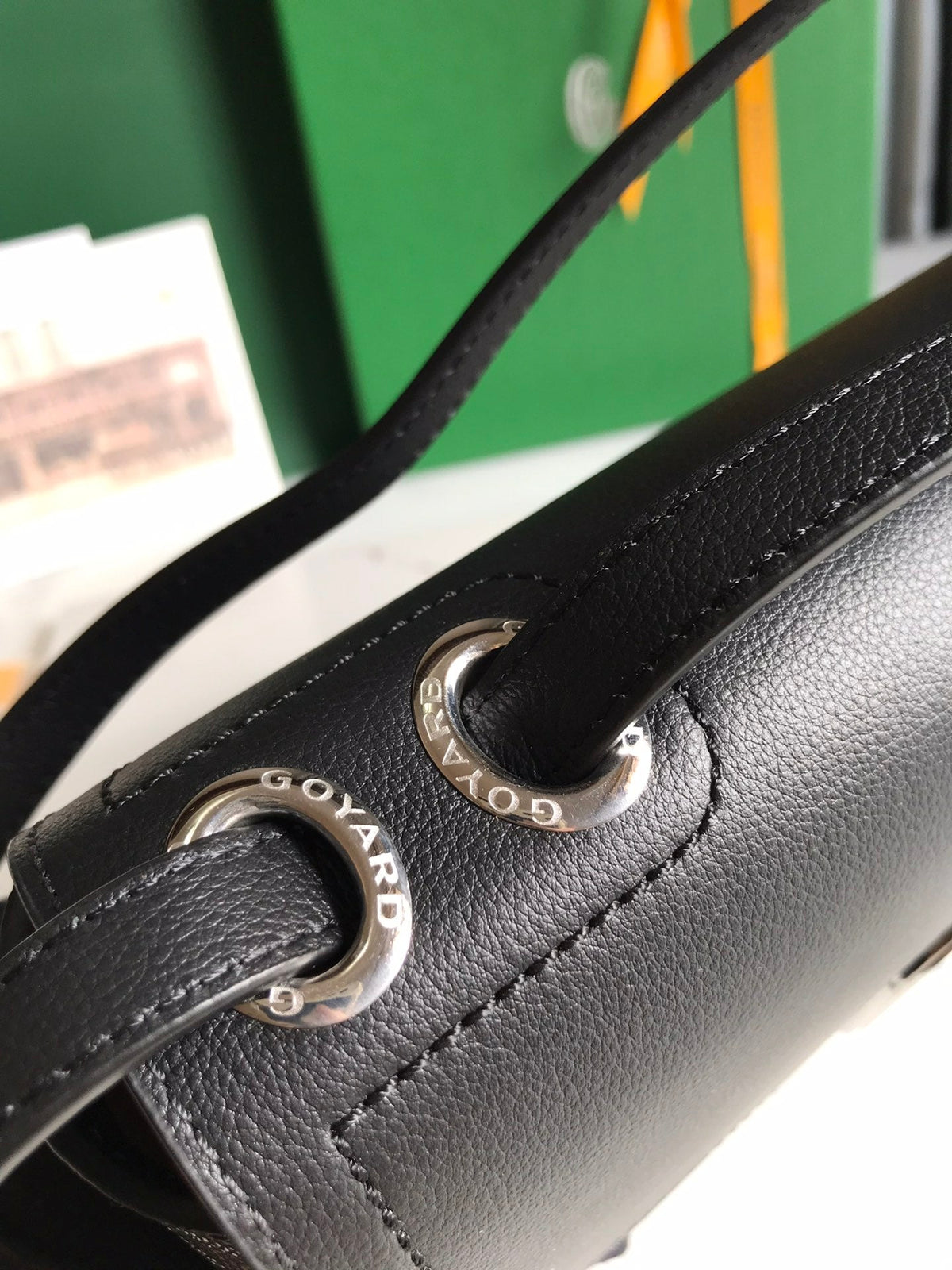 233 BAG 25 IN BLACK CALFSKIN AND GOYARDINE CANVAS