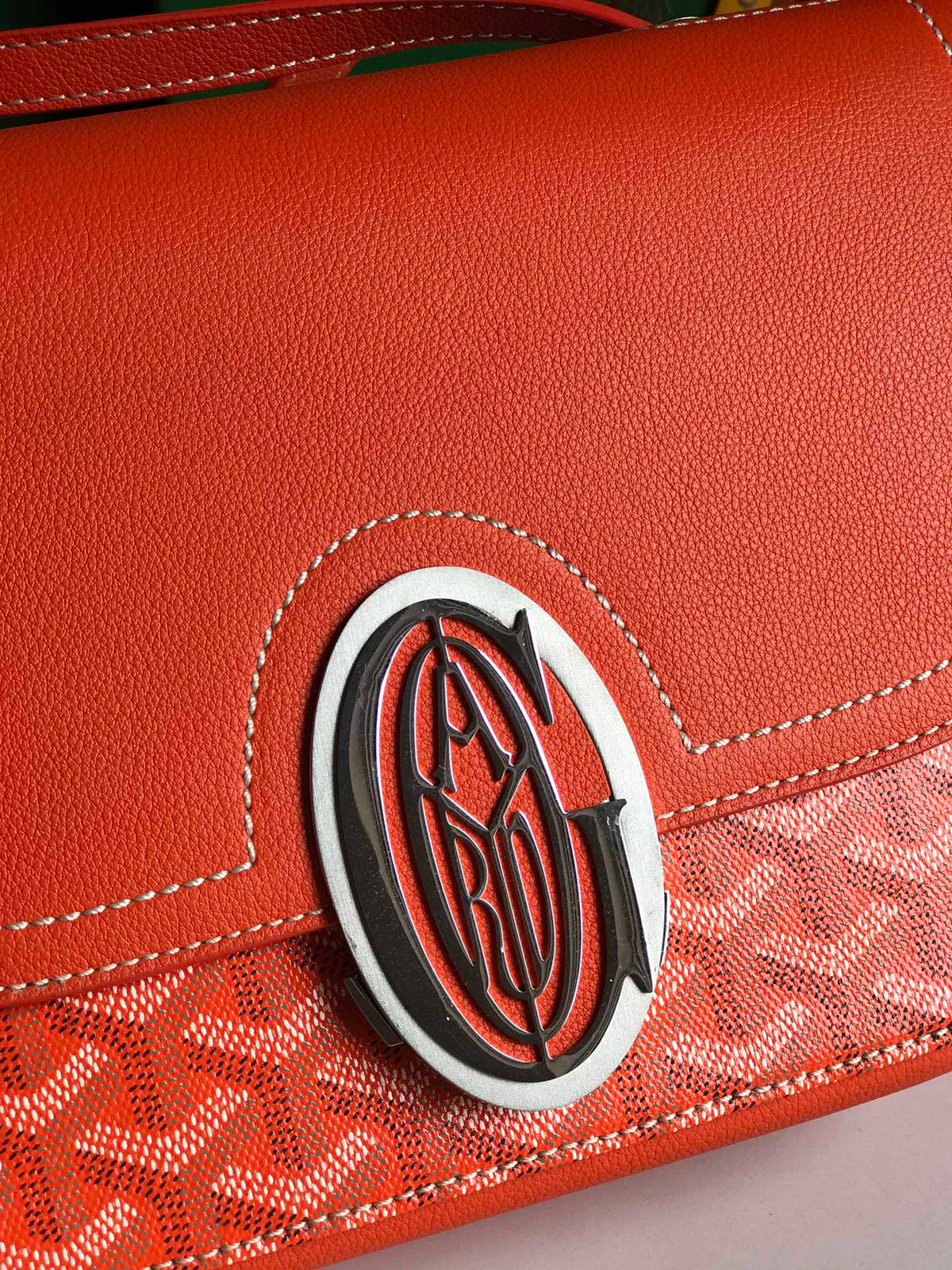 233 BAG 25 IN ORANGE CALFSKIN AND GOYARDINE CANVAS