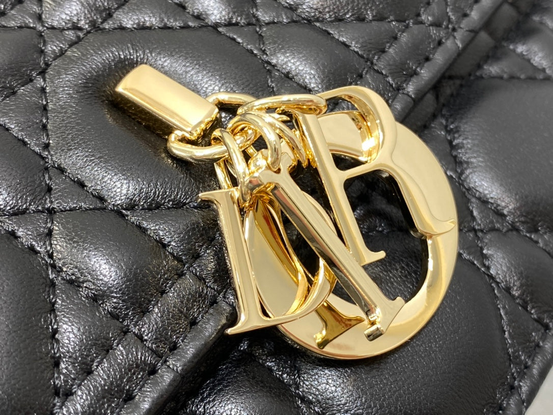 MY CD 24 TOP HANDLE BAG BLACK LAMBSKIN