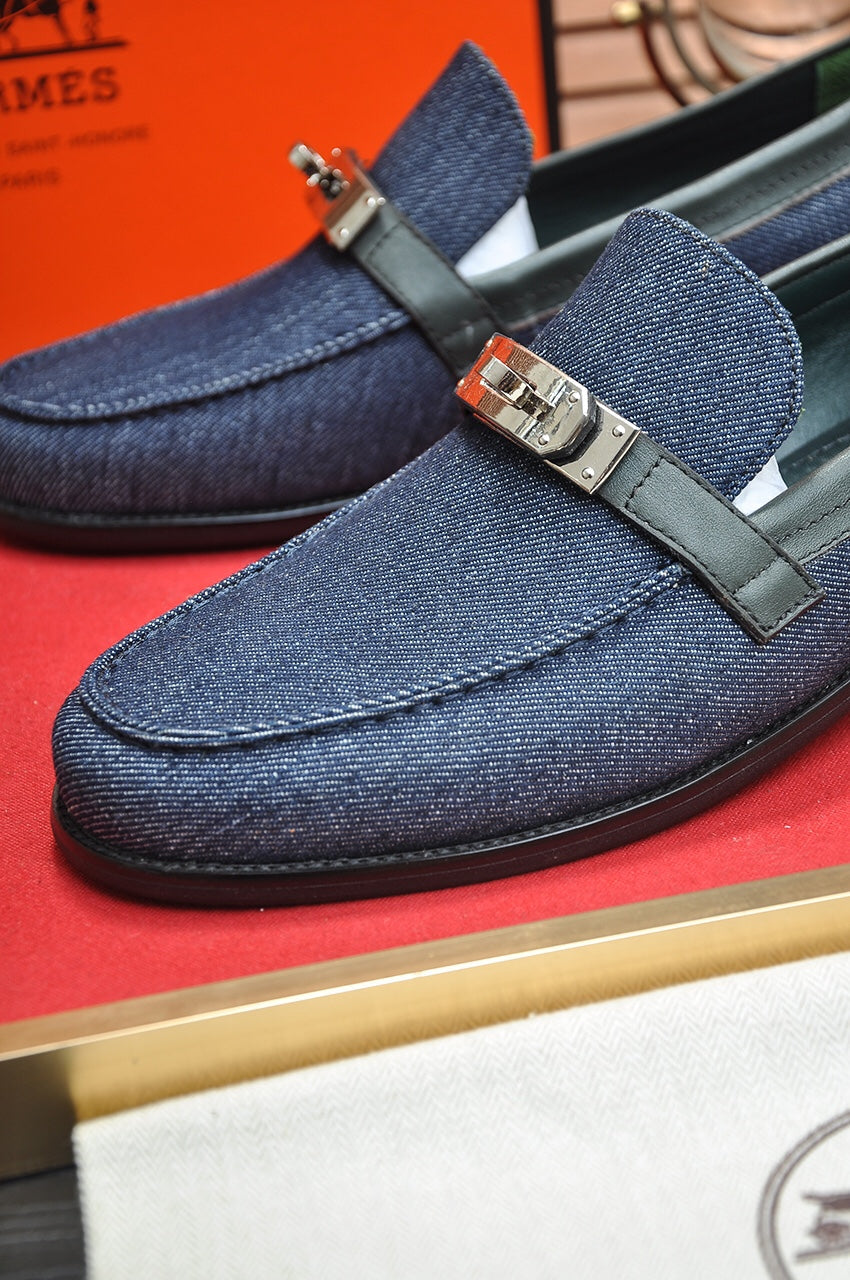 HM Men's Destin Loafer Blue Denim Cowhide 668422