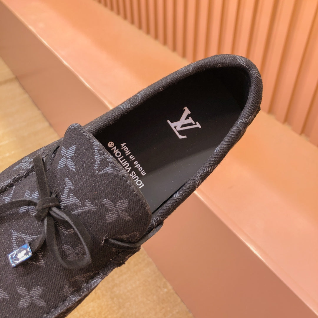 LV LOAFER IN BLACK MONOGRAM DENIM WITH BOW