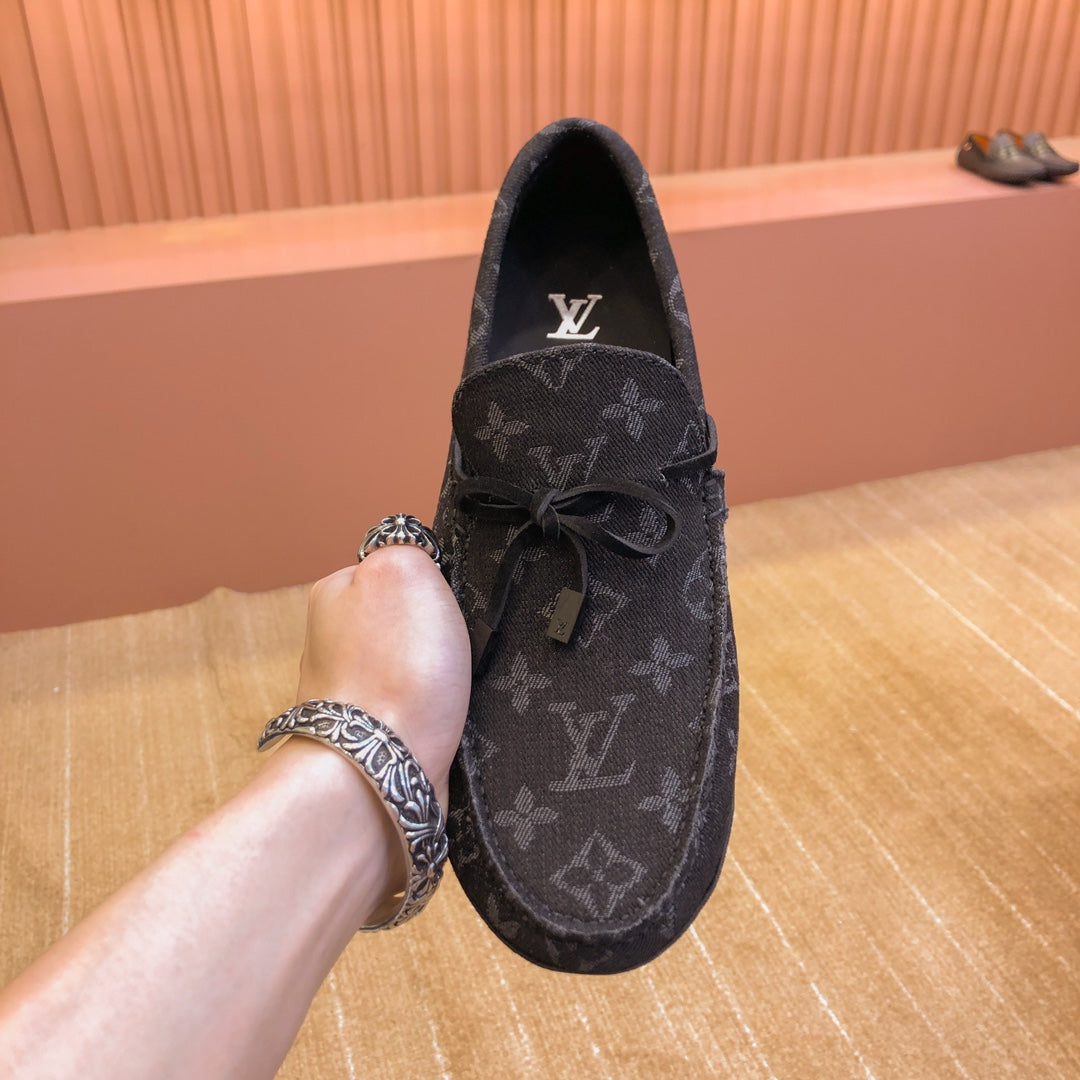 LV LOAFER IN BLACK MONOGRAM DENIM WITH BOW