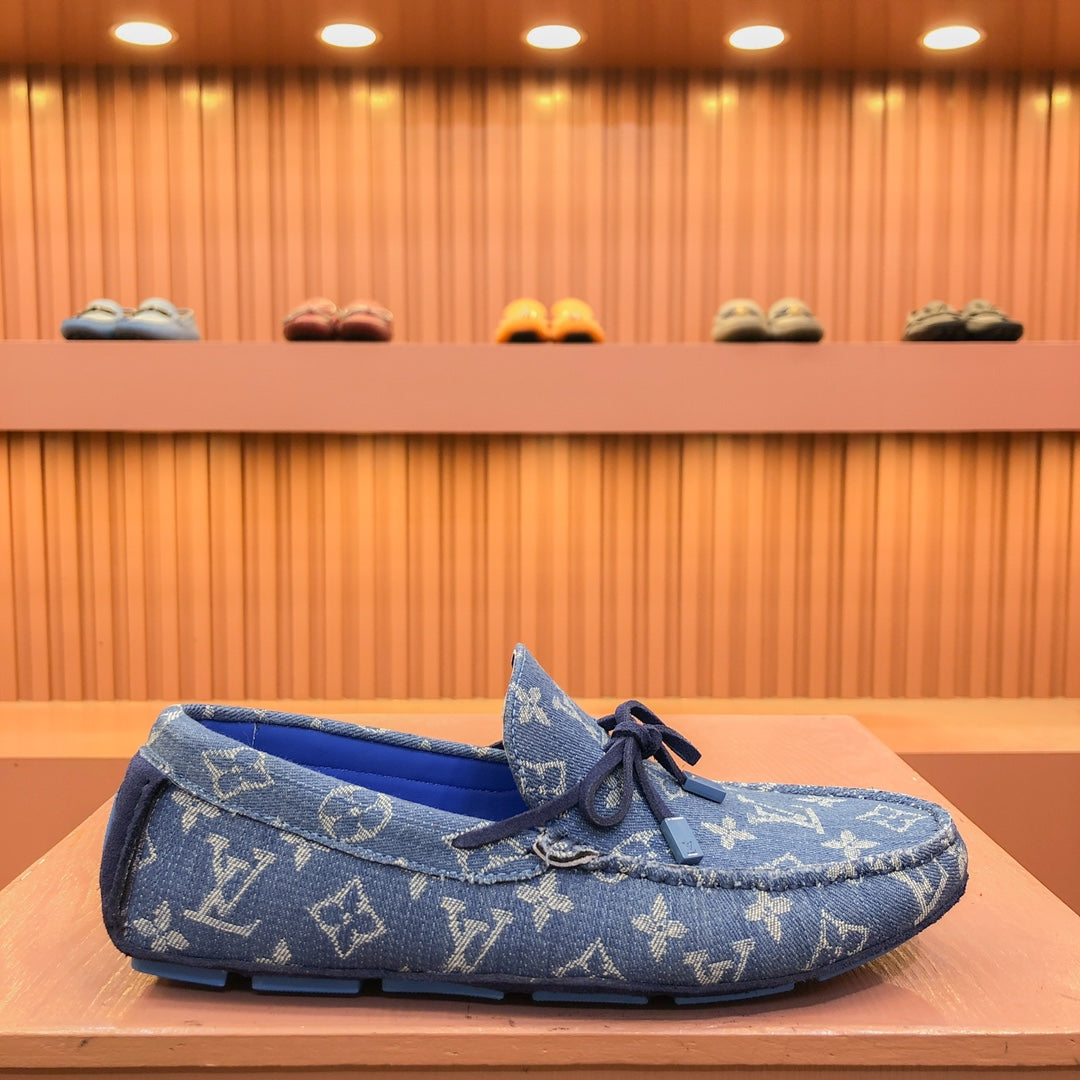 LV LOAFER IN BLUE MONOGRAM DENIM WITH BOW