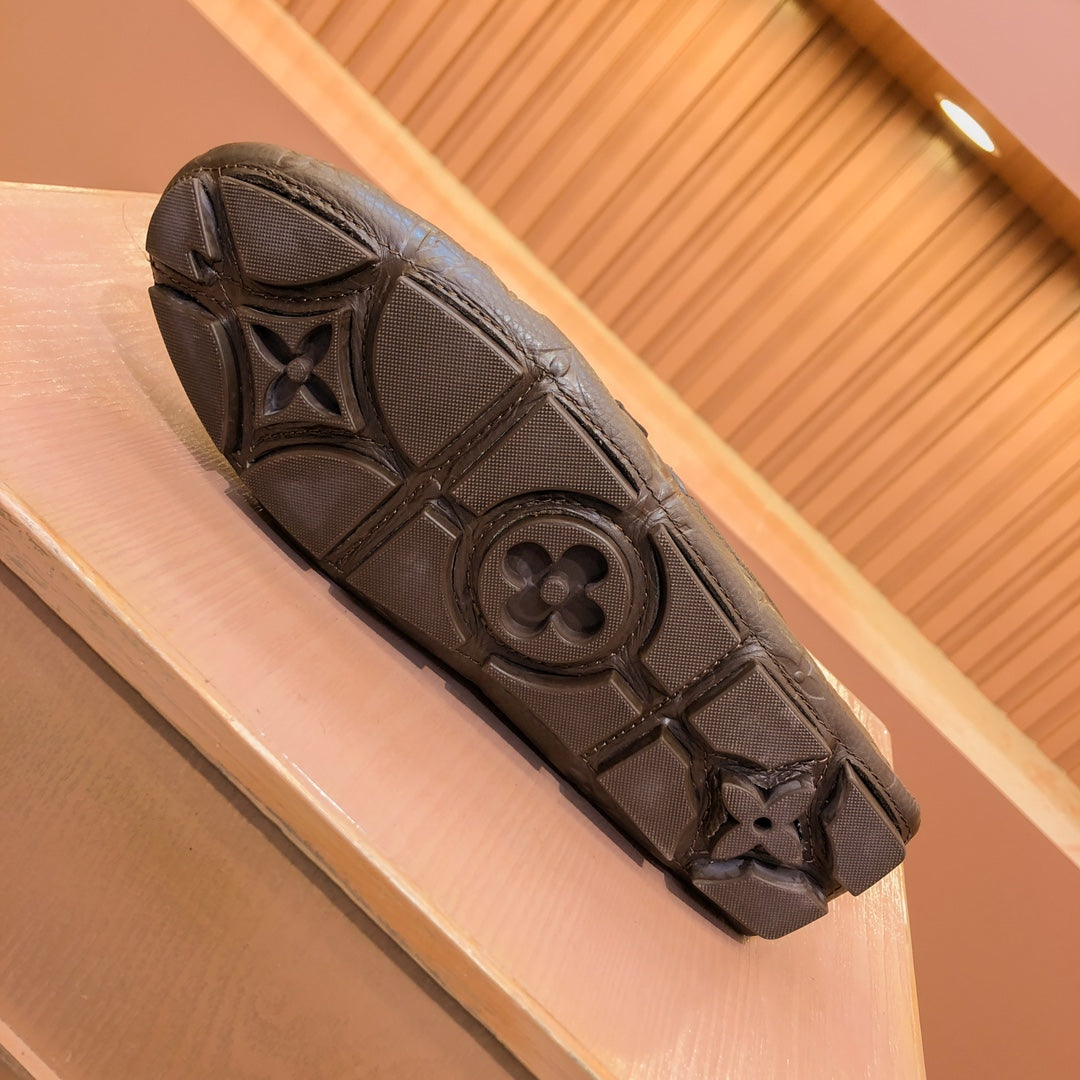 LV LOAFER IN CHOCOLATE BROWN EMBOSSED CALFSKIN