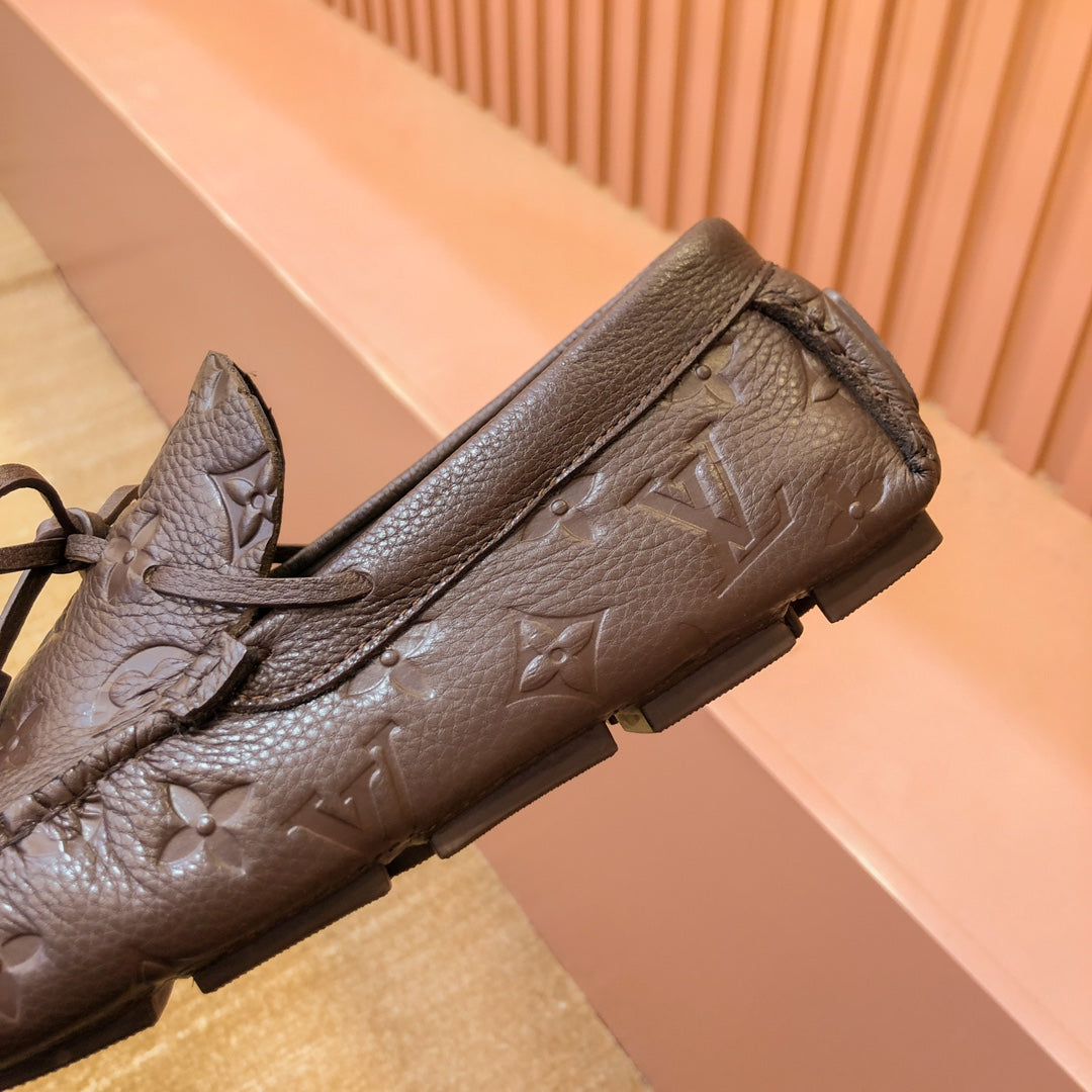 LV LOAFER IN CHOCOLATE BROWN EMBOSSED CALFSKIN