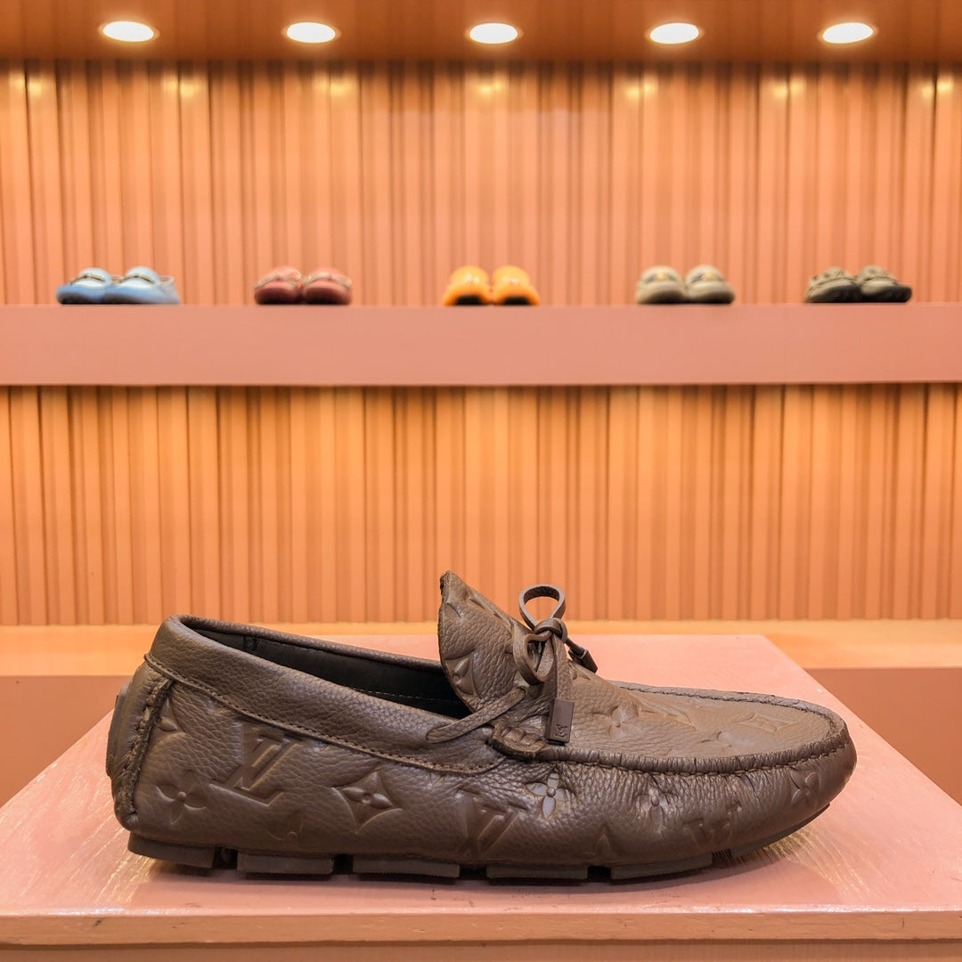 LV LOAFER IN CHOCOLATE BROWN EMBOSSED CALFSKIN