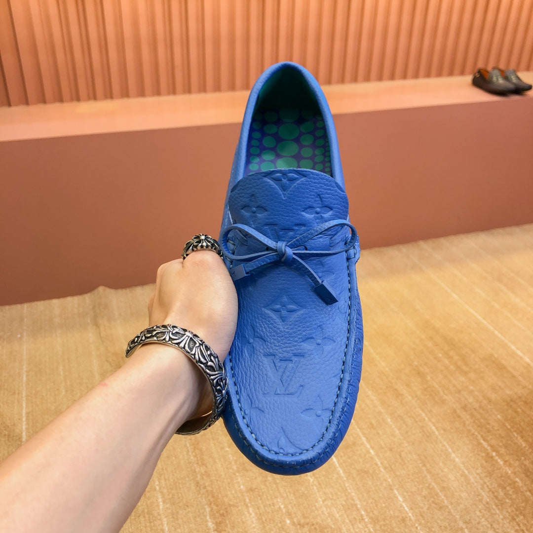 LV LOAFER IN COBALT BLUE EMBOSSED CALFSKIN
