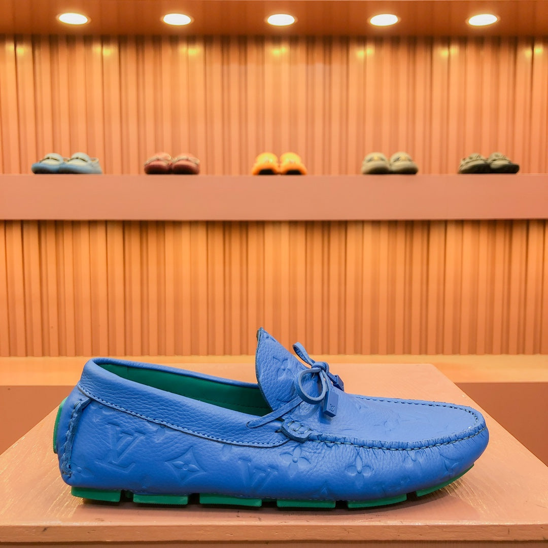 LV LOAFER IN COBALT BLUE EMBOSSED CALFSKIN