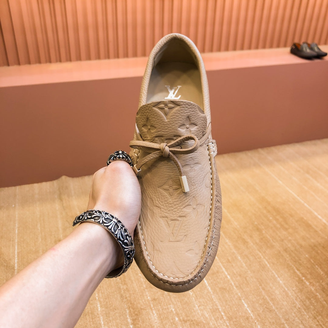 LV LOAFER IN CAMEL BROWN EMBOSSED CALFSKIN