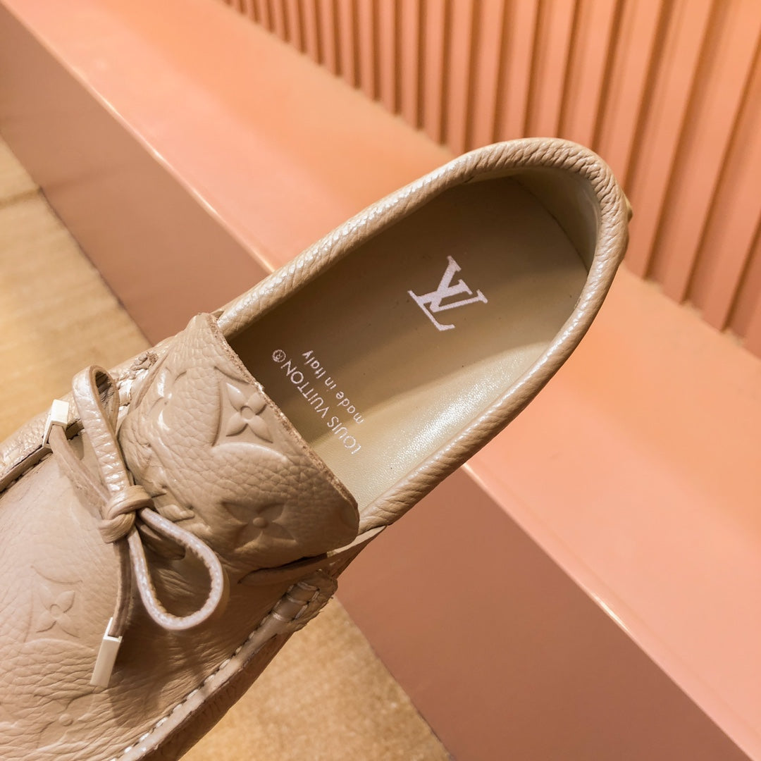 LV LOAFER IN CAMEL BROWN EMBOSSED CALFSKIN