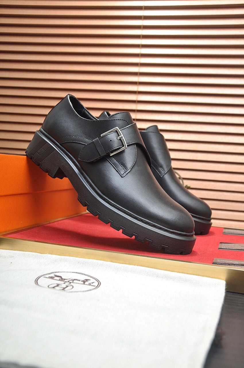 HM MONK STRAP BLACK CALFSKIN