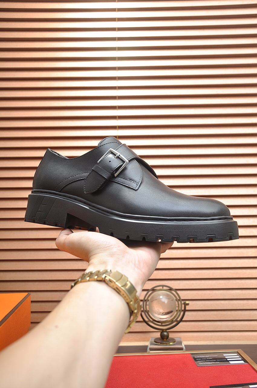 HM MONK STRAP BLACK CALFSKIN