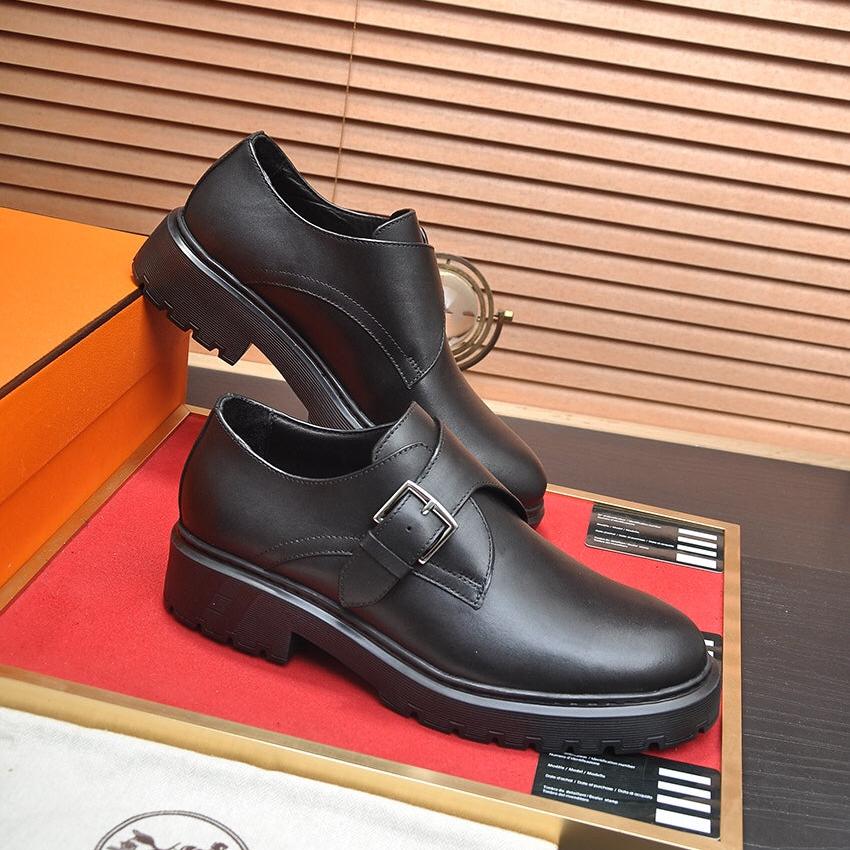 HM MONK STRAP BLACK CALFSKIN