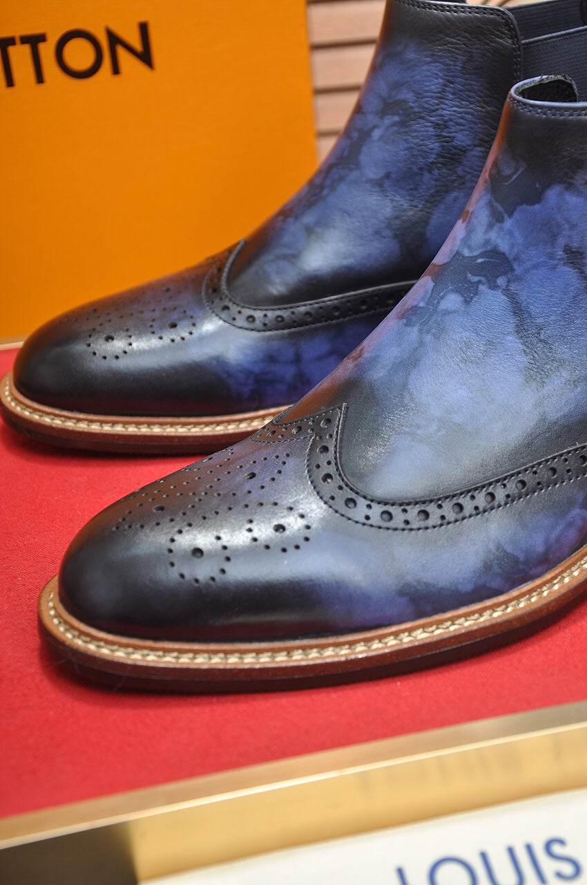 LV CHELSEA ANKLE BOOT IN BLUE OMBRE BLACK CALFSKIN