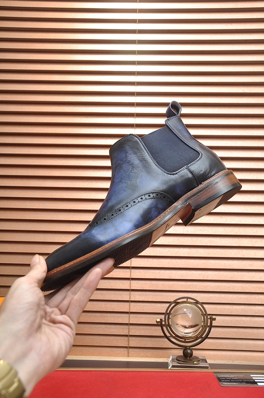 LV CHELSEA ANKLE BOOT IN BLUE OMBRE BLACK CALFSKIN