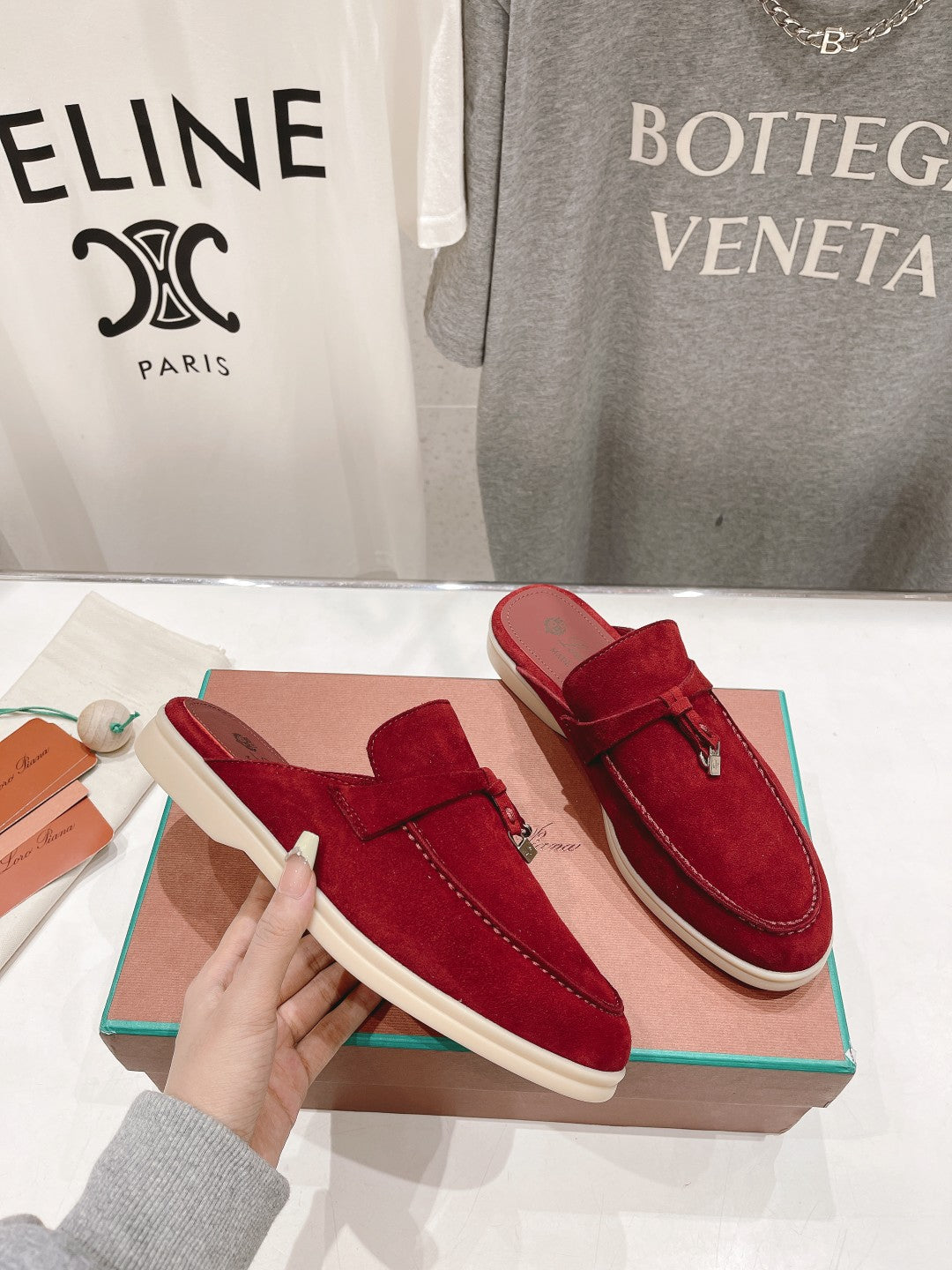 LP CHARMS WALK BABOUCHE LOAFERS CHERRY SUEDE