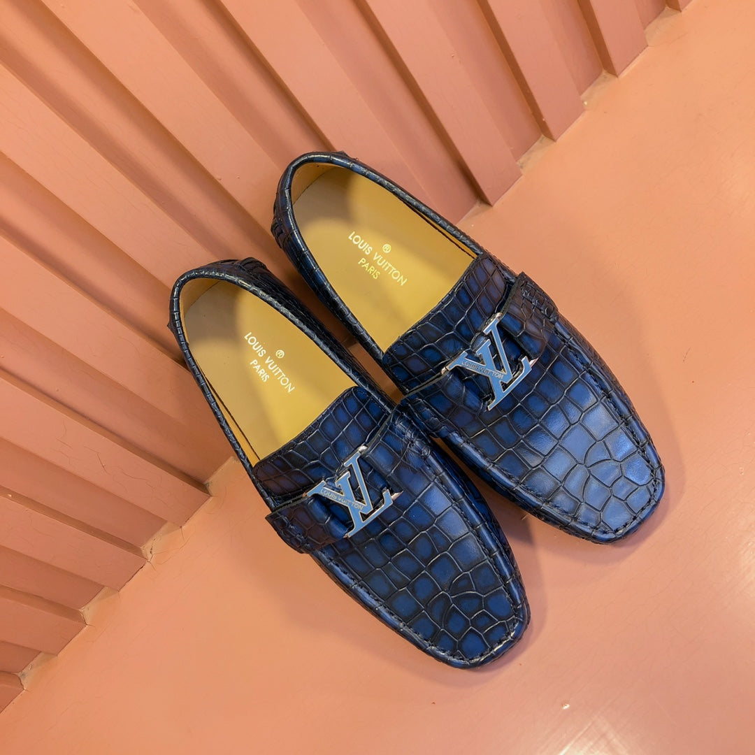 LV LOAFER IN NAVY BLUE DAMIER CALFSKIN