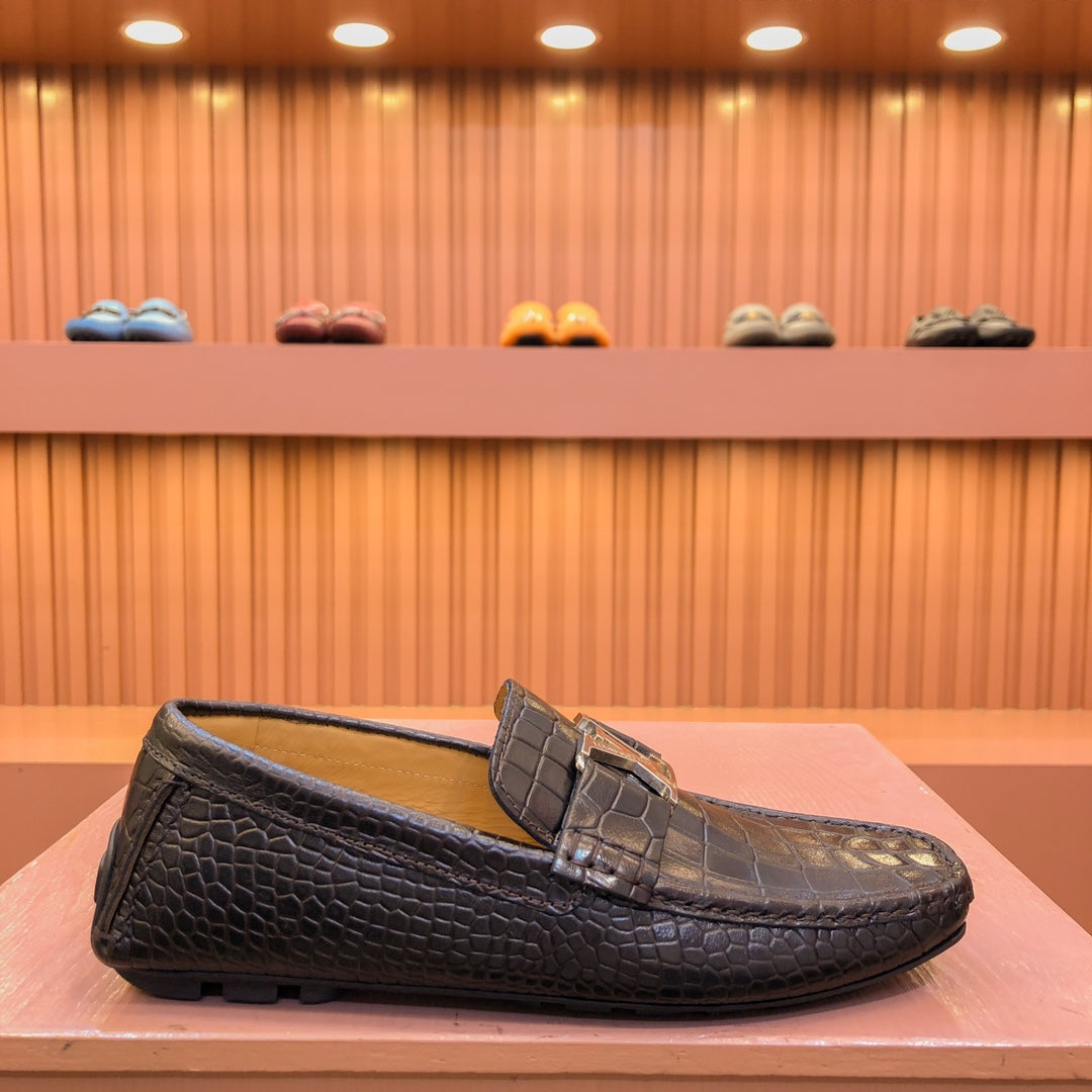 LV LOAFER IN BLACK DAMIER CALFSKIN