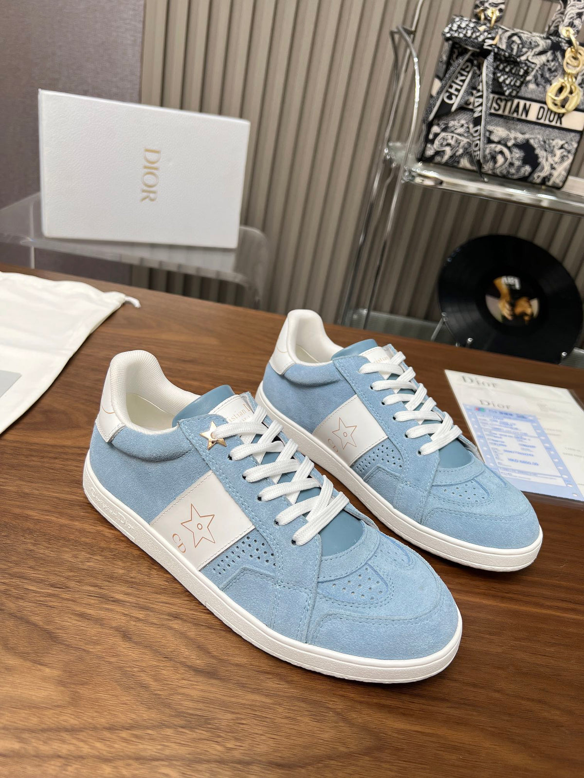 CD Star Sneaker Light Blue Suede And Calfskin