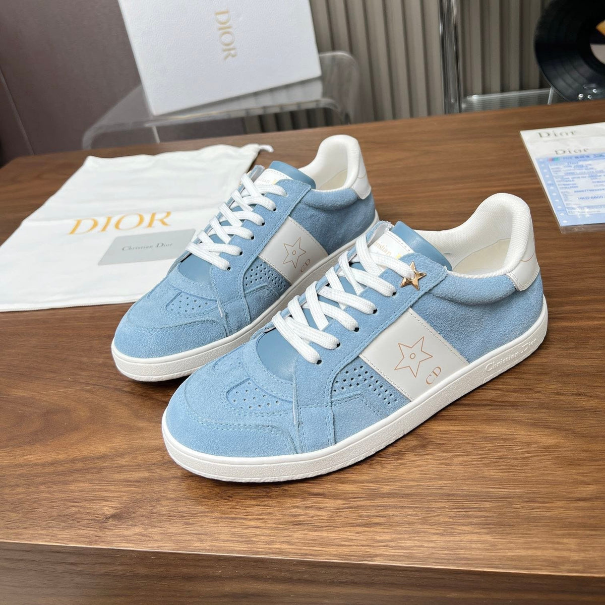 CD Star Sneaker Light Blue Suede And Calfskin