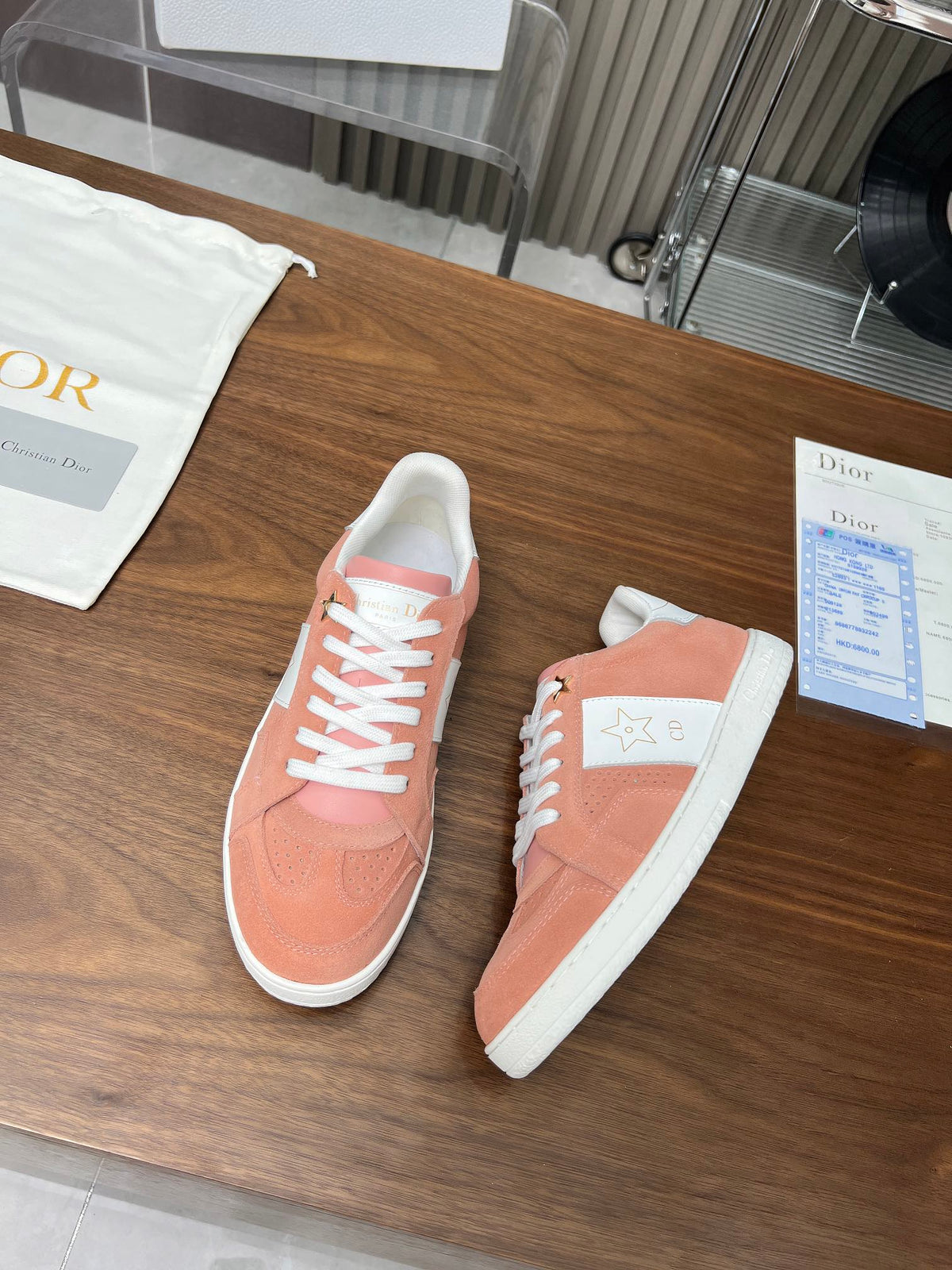 CD Star Sneaker Pink Orange Suede And Calfskin