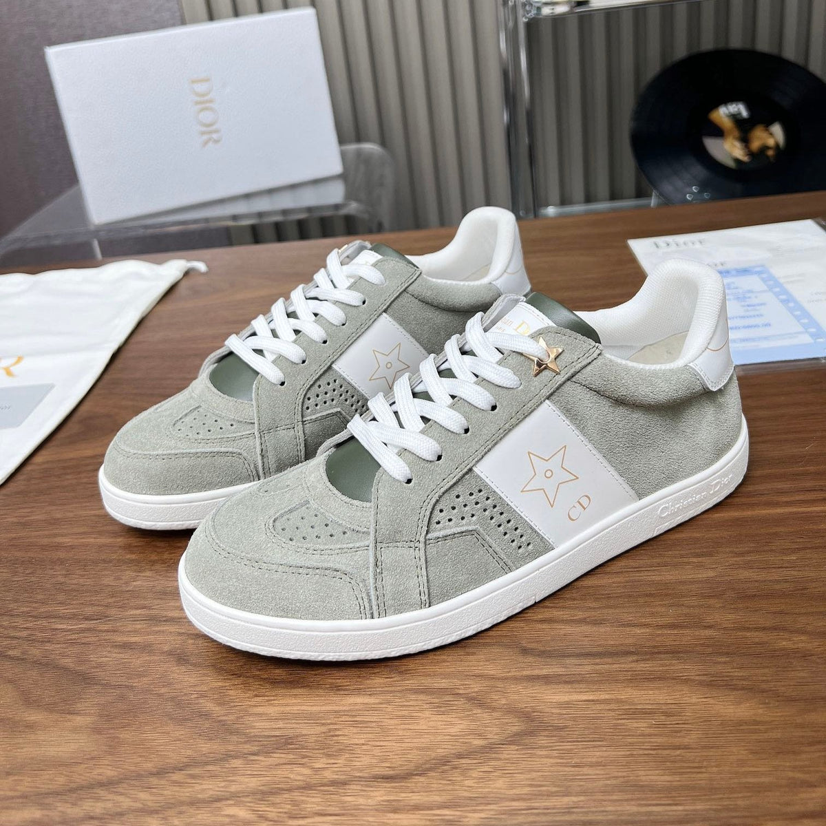 CD Star Sneaker Grey Green Suede And Calfskin