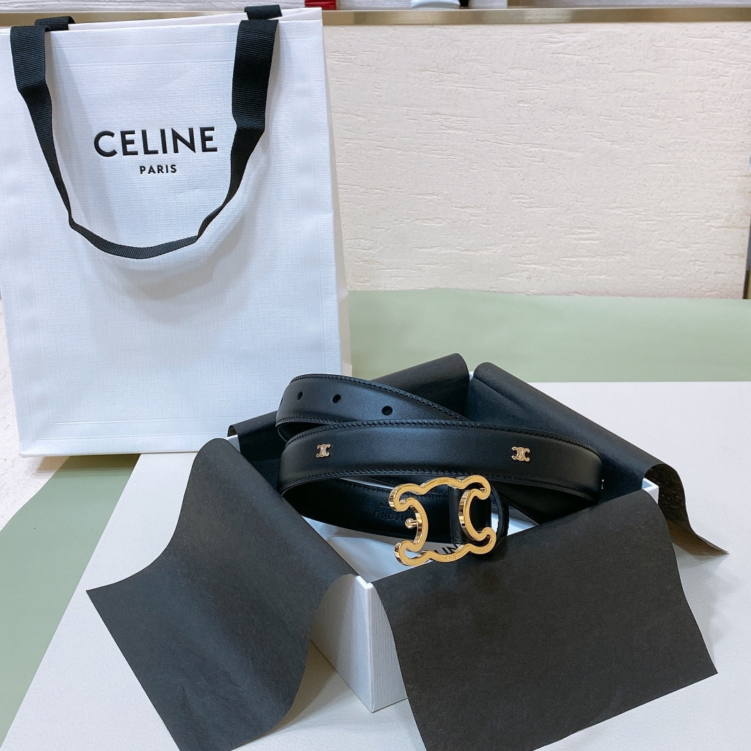 CEL 25mm Frame Triomphe Belt Black Cowhide 176680