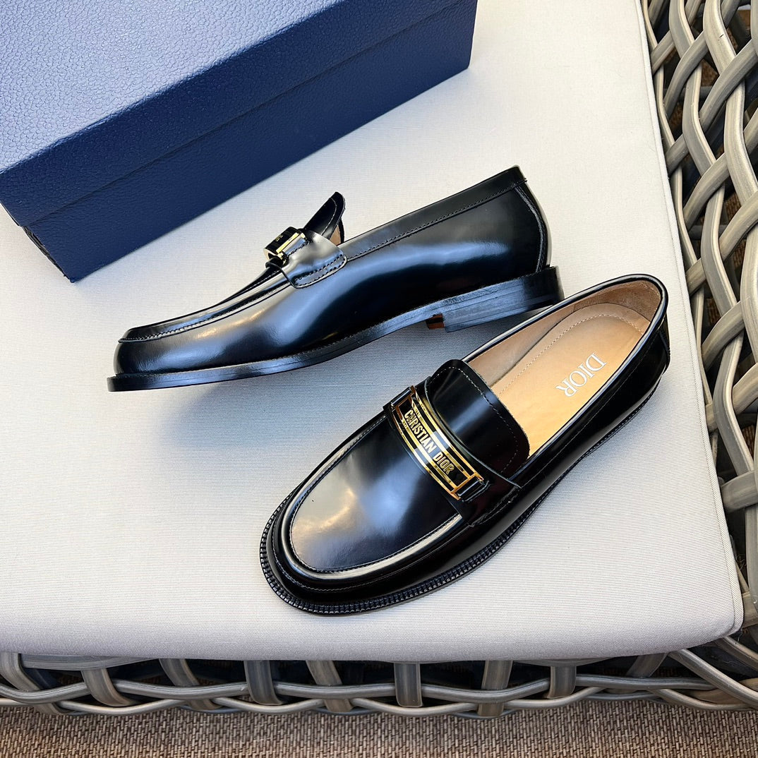 CD CODE LOAFER BLACK CALFSKIN WITH GOLD LOGO