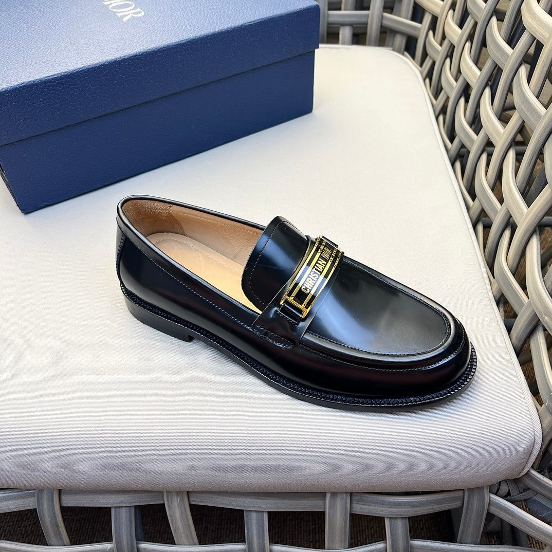 CD CODE LOAFER BLACK CALFSKIN WITH GOLD LOGO