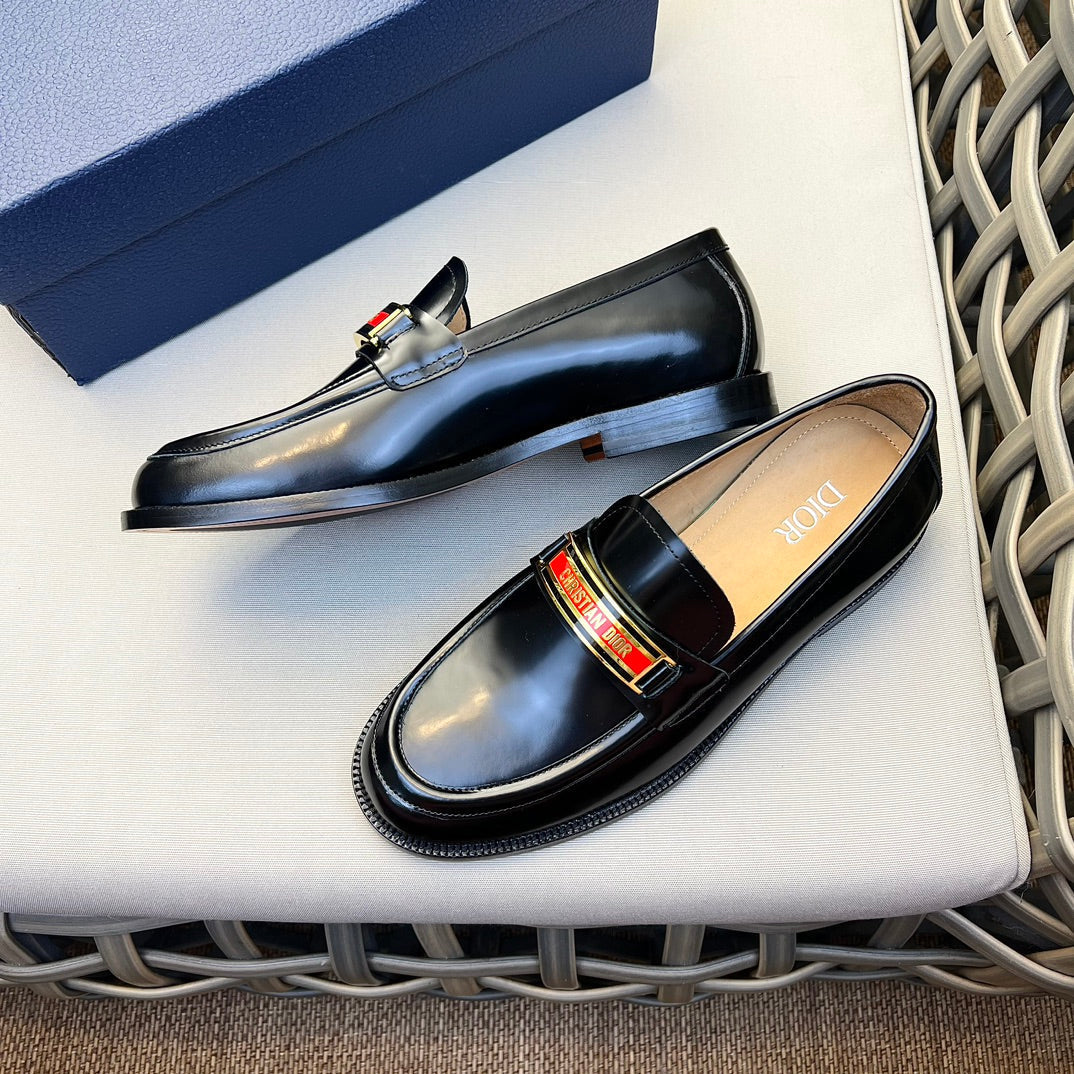CD CODE LOAFER BLACK CALFSKIN WITH RED LOGO