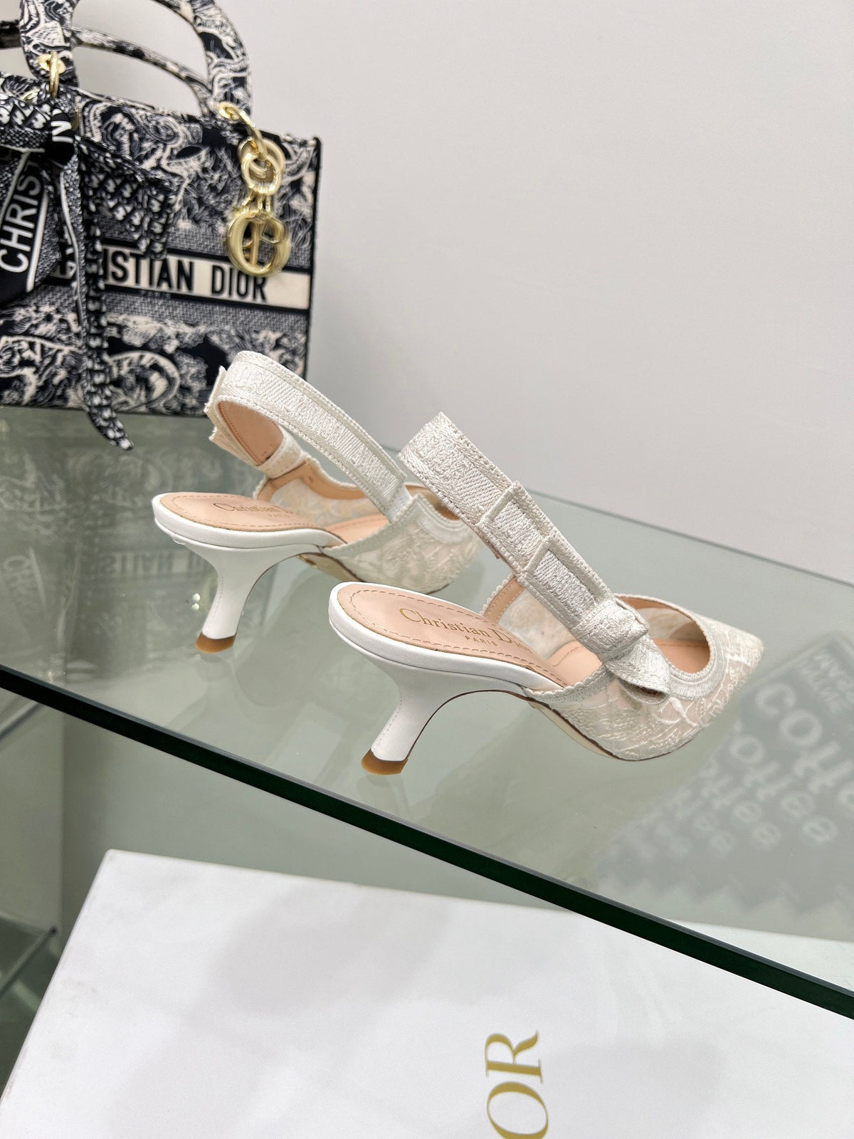 CD 25 Slingback Pump White Transparent Mesh