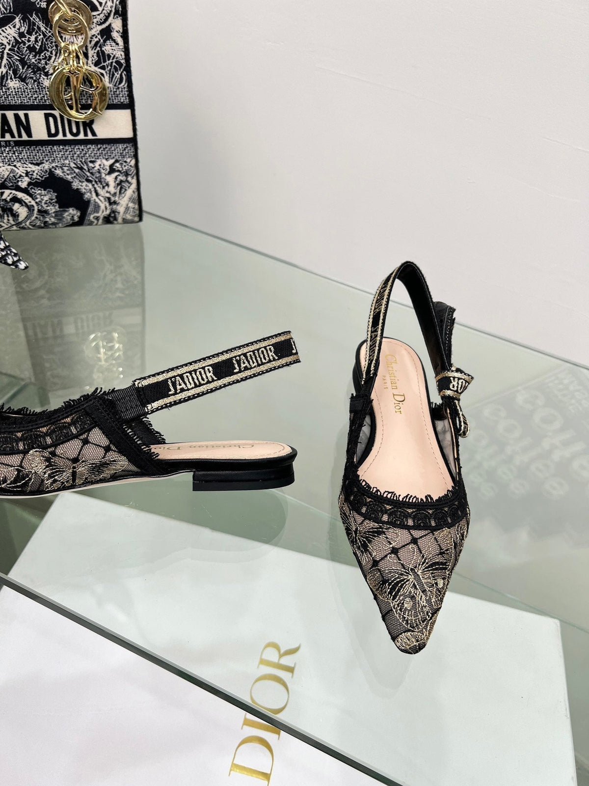 J'Adior Slingback Pump In Black Lace Fabric 100835